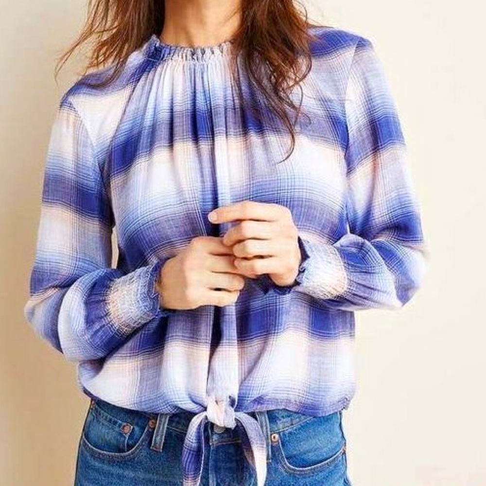 Anthropologie cloth and stone plaid blouse